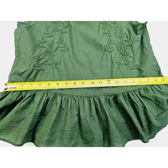 Uniqlo Size Small Women's Green Embroidered Floral Print Sleeveless Back Zip Top - Picture 6 of 9
